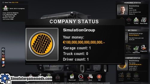 euro truck simulator mods money
